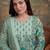sea green cotton plus straight sequins work kurta pant dupatta set