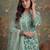 sea green cotton plus straight sequins work kurta pant dupatta set