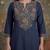 navy blue cotton a line patch work plus size kurta pant dupatta set