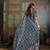 Blue silk blend geometrical printed saree