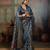 Blue silk blend geometrical printed saree