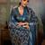 Blue silk blend geometrical printed saree