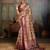 Beige silk blend floral printed saree