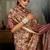 Beige silk blend floral printed saree