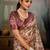 Beige silk blend floral printed saree