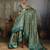 Green silk blend floral printed saree