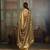 Mustard silk blend floral printed saree