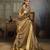 Mustard silk blend floral printed saree