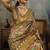 Mustard silk blend floral printed saree