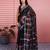 Black cotton embroidered woven saree