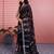 Black cotton embroidered woven saree