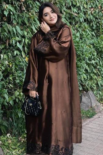 Brown chanderi embroidered kurta-sets