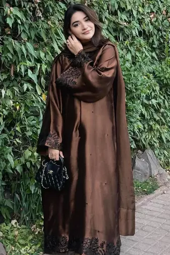 Brown chanderi embroidered kurta-sets
