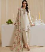 Cream crepe embroidered kurta-sets
