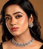 Gold plated kundan polki choker necklace set
