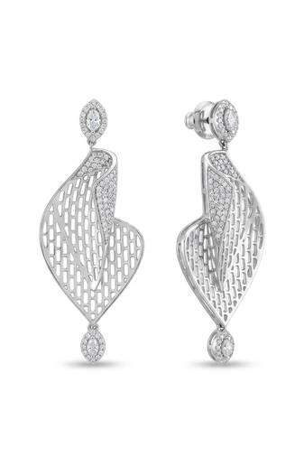 925 sterling silver Designer Diamond Leaf Drop Earrings