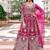 Rani pink butterfly net heavy embroidered semi-stitched suit set with dupatta