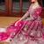 Rani pink butterfly net heavy embroidered semi-stitched suit set with dupatta