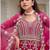 Rani pink butterfly net heavy embroidered semi-stitched suit set with dupatta