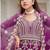 Purple butterfly net heavy embroidered semi-stitched suit set with dupatta