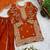 Girls orange fendy silk embroidered kurta with plazzo and dupatta set