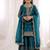 Girls teal fendy silk embroidered kurta with plazzo and dupatta set