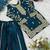 Girls teal fendy silk embroidered kurta with plazzo and dupatta set