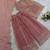Girls peach fendy silk embroidered kurta with plazzo and dupatta set