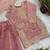 Girls peach fendy silk embroidered kurta with plazzo and dupatta set