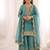 Girls seagreen fendy silk embroidered kurta with plazzo and dupatta set