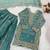 Girls seagreen fendy silk embroidered kurta with plazzo and dupatta set