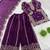 Girls wine fendy silk embroidered kurta with plazzo and dupatta set