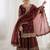 Girls maroon fendy silk embroidered kurta with plazzo and dupatta set