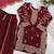 Girls maroon fendy silk embroidered kurta with plazzo and dupatta set