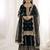 Girls black fendy silk embroidered kurta with plazzo and dupatta set