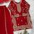 Girls red fendy silk embroidered kurta with plazzo and dupatta set