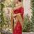 Red prined casual wear saree with blouse