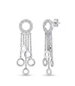 925 sterling silver Diamond Circle Drop Earrings with Chain Dangles