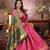 Pink Banarasi Cotton Silk Saree with Green Woven Pallu and Traditional Zari Design