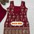 Wine blooming faux georgette embroidered sharara suit set with dupatta
