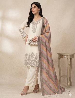 Ivory star georgette embroidered palazzo set 1