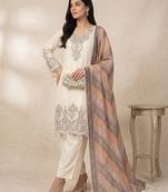 Ivory star georgette embroidered palazzo set