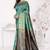Aqua Blue Banarasi Cotton Silk Saree with Royal Blue Woven Pallu and Traditional Zari Design