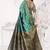 Aqua Blue Banarasi Cotton Silk Saree with Royal Blue Woven Pallu and Traditional Zari Design