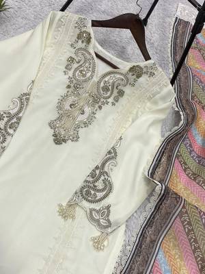 Ivory star georgette embroidered palazzo set 4