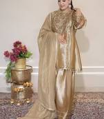 Gold fendy sequin embroidered salwar suit set with dupatta