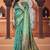 Aqua Blue Banarasi Cotton Silk Saree with Blue Woven Pallu and Traditional Zari Design