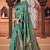Aqua Blue Banarasi Cotton Silk Saree with Blue Woven Pallu and Traditional Zari Design