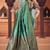 Aqua Blue Banarasi Cotton Silk Saree with Blue Woven Pallu and Traditional Zari Design