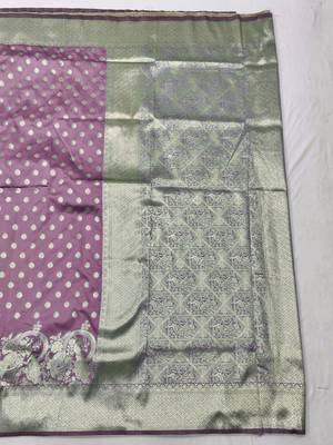 Wine zari woven silk blend traditional saree with blouse piece 2